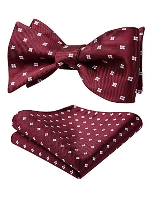 HISDERN Bow Ties for Men Floral Bowties Mens Self Tie Bow Tie Handkerchief Jacquard Woven Bowtie Pocket Square Set