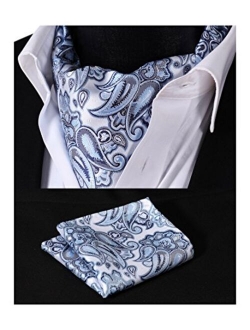 Cravat Ascot Tie and Pocket Square Set for Men Wedding Cravat Scarf