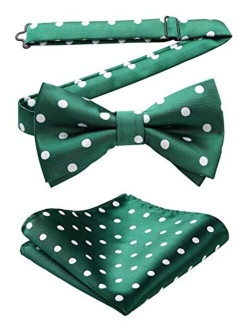 Solid Color Bow Ties for Men Pre-Tied Bow Tie and Pocket Square Formal Tuxedo Wedding Clip on Bowtie