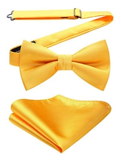 Solid Color Bow Ties for Men Pre-Tied Bow Tie and Pocket Square Formal Tuxedo Wedding Clip on Bowtie