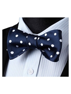 Men's Bow Tie Check plaid Polka Dots Formal Tuxedo Self Tie Bowtie With Pocket Square for Wedding Party