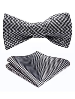 Men's Bow Tie Check plaid Polka Dots Formal Tuxedo Self Tie Bowtie With Pocket Square for Wedding Party