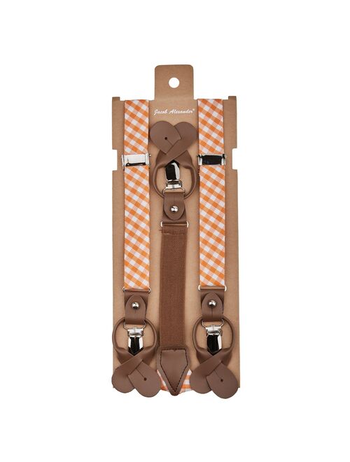 Jacob Alexander Men and Boys Gingham Checkered Pattern Suspenders Set - Orange