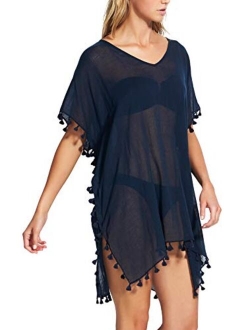 Women's Kaftan Tassel Trim Cover Up Dress