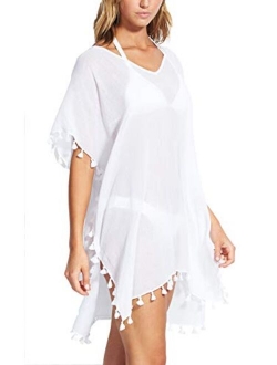 Women's Kaftan Tassel Trim Cover Up Dress