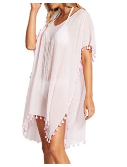 Women's Kaftan Tassel Trim Cover Up Dress