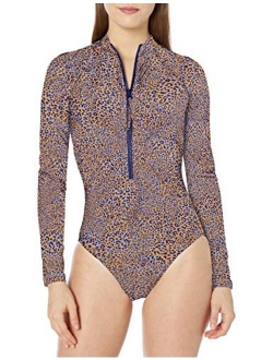 Women's Long Sleeve One Piece Surfsuit with Zip Front Swimsuit