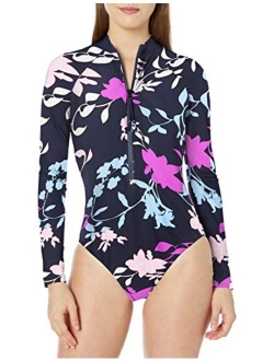 Women's Long Sleeve One Piece Surfsuit with Zip Front Swimsuit