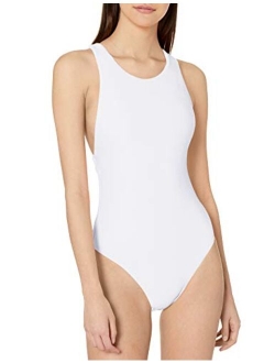 Women's High Neck One Piece Swimsuit with Low Open Back