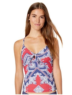 Women's Tie Front Tankini Top with Adjustable Straps