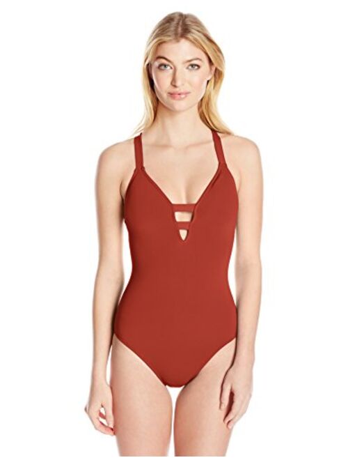 Seafolly Women's Active Deep V Plunge Maillot One Piece Swimsuit