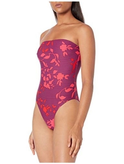 Women's Bandeau One Piece Swimsuit with High Cut Leg