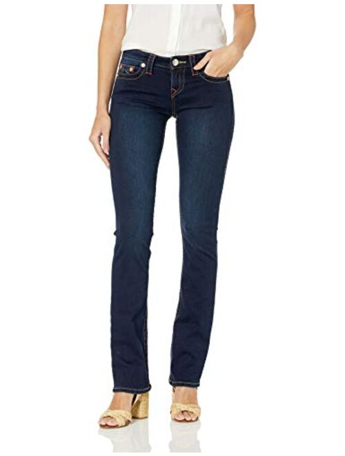 True Religion Women's Billie Mid Rise Straight Leg Rinse Jean