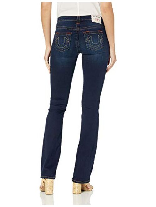 True Religion Women's Billie Mid Rise Straight Leg Rinse Jean