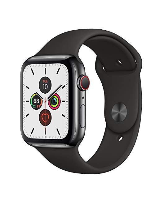 Apple Watch Series 5 (GPS + Cellular, 40MM) - Silver Aluminum Case with White Sport Band (Renewed)