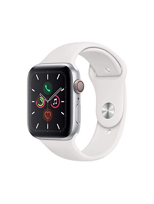 Apple Watch Series 5 (GPS + Cellular, 40MM) - Silver Aluminum Case with White Sport Band (Renewed)