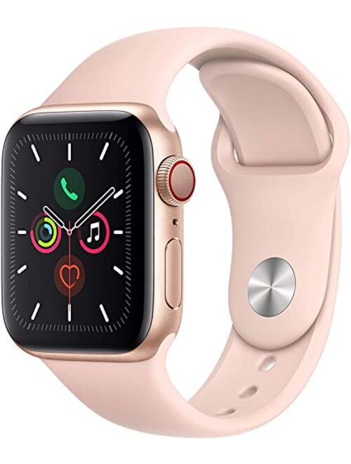 Apple Watch Series 5 (GPS + Cellular, 40MM) - Silver Aluminum Case with White Sport Band (Renewed)