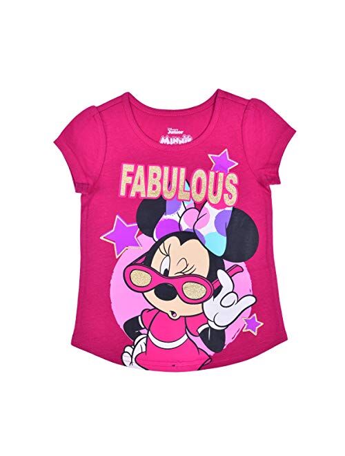 Disney Girl's Minnie Mouse 4 Pack Short Sleeves Tee Shirt Set, Fashionable Bundle for Kids