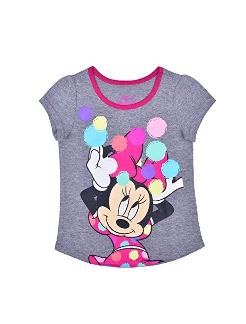 Disney Girl's Minnie Mouse 4 Pack Short Sleeves Tee Shirt Set, Fashionable Bundle for Kids