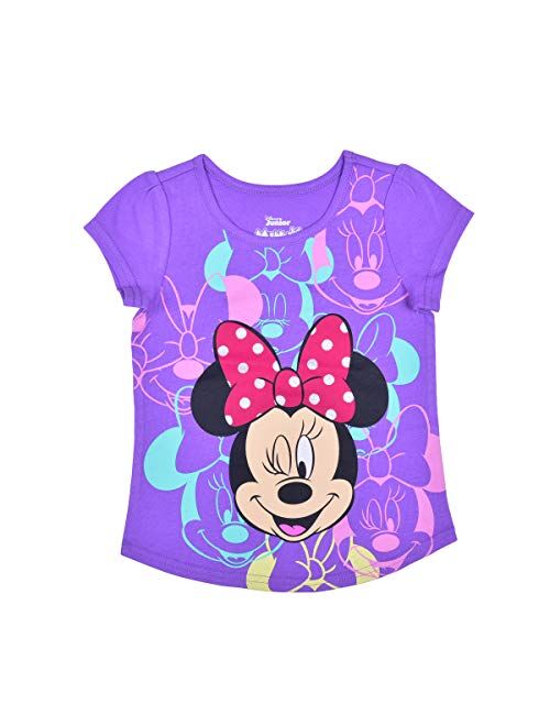 Disney Girl's Minnie Mouse 4 Pack Short Sleeves Tee Shirt Set, Fashionable Bundle for Kids