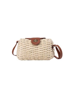 JOSEKO Top Handle Straw Bag, Womens Straw Handbag Shoulder Crossbody Bag Summer Beach Tote Purse