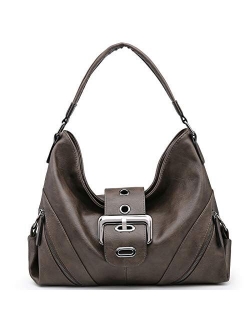 Hobo Handbags for Women Large Satchel Tote Bags Ladies Shoulder Bag Buckle Designer Roomy Purses PU Leather