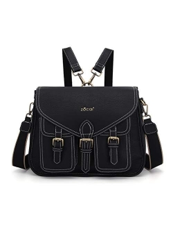 ZOCAI Women's Crossbody Purse Backpack Convertible PU Leather Design Satchel Bag