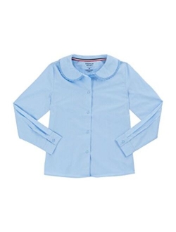 - Little Girls' LS Peter Pan Blouse with Lace Trim Collar