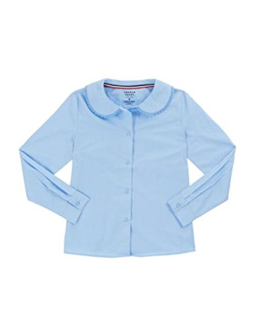 French Toast - Little Girls' LS Peter Pan Blouse with Lace Trim Collar