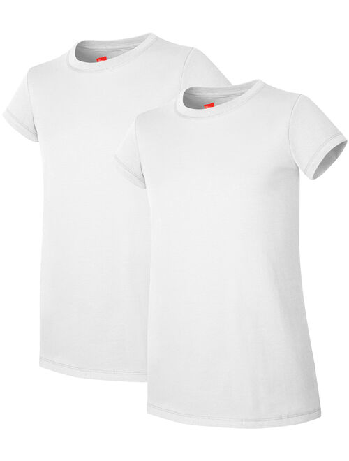 Hanes Girls Basic Short Sleeve T-Shirts, 2-Pack, Sizes 4-16