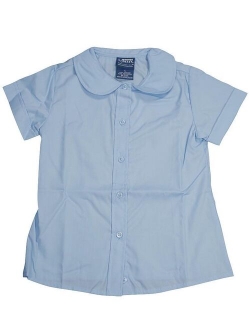 Toddler Girls School Uniform Short Sleeve Modern Peter Pan Collar Blouse