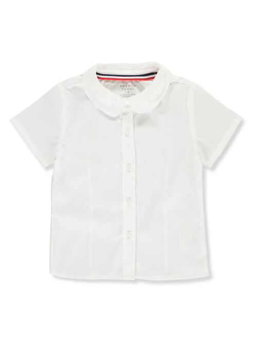 French Toast Toddler Girls School Uniform Short Sleeve Modern Peter Pan Collar Blouse