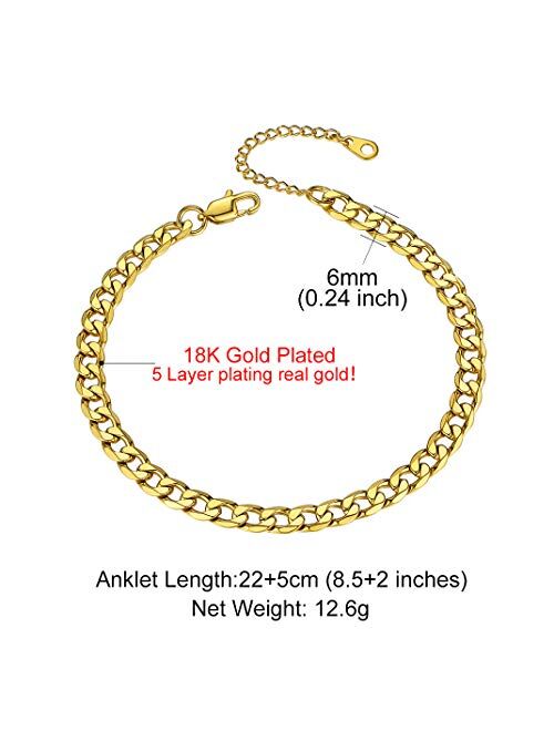 GoldChic Adjustbale Link Chain Anklet for Women Girls, 316L Stainless Steel Figaro/Wheat/Twist Rope/Cuban Foot Bracelet-Waterproof, Resizable 9"-12" (Gift Box Included)