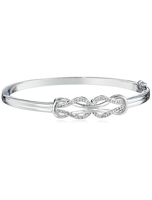 Sterling Silver Diamond Double Knot Bangle Bracelet (1/4 cttw, J Color, I3 Clarity)