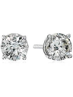 Amazon Collection AGS Certified 14k White Gold Diamond with Screw Back and Post Stud Earrings (J-K Color, I1-I2 Clarity)