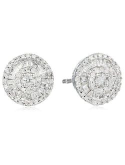 Sterling Silver Diamond Round Stud Earrings (1/2 cttw)