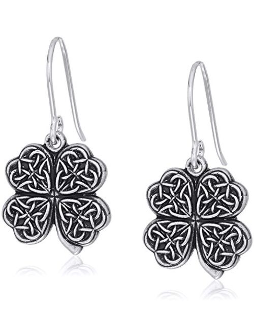 Alex and Ani Womens Four Leaf Clover Hook Drop Earrings, Rafaelian