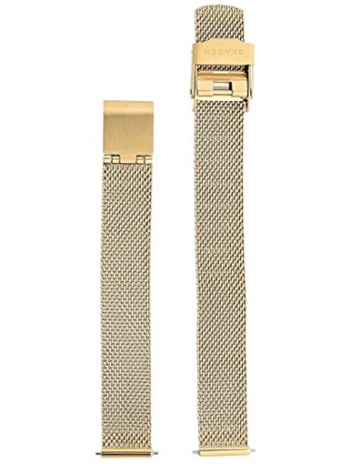 Skagen Women's 12mm Stainless Steel Mesh Watch Strap, Color: Gold-tone (Model: SKB2049)