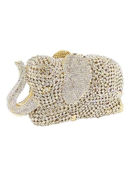 Elephant Evening Clutches Bags Metal Crystal Clutch Minaudiere Wedding Bridal Purses and Handbags