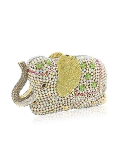 Elephant Evening Clutches Bags Metal Crystal Clutch Minaudiere Wedding Bridal Purses and Handbags