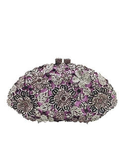 Dazzling Crystal Flower Women Crystal Clutch Evening Bag Wedding Party Diamond Handbag and Purse