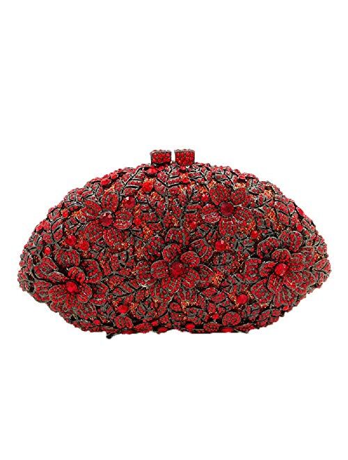 Boutique De FGG Dazzling Crystal Flower Women Crystal Clutch Evening Bag Wedding Party Diamond Handbag and Purse