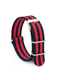 NATO Style Watch Band 20mm Woven Military Style Nylon Strap with Heavy Duty Stainless Steel Keepers and Buckle-Multiple Color Options