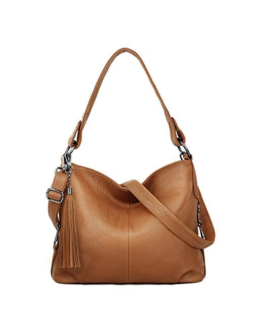 YALUXE Genuine Leather Shoulder Bag Stylish Womens Crossbody Travel Top-Handle