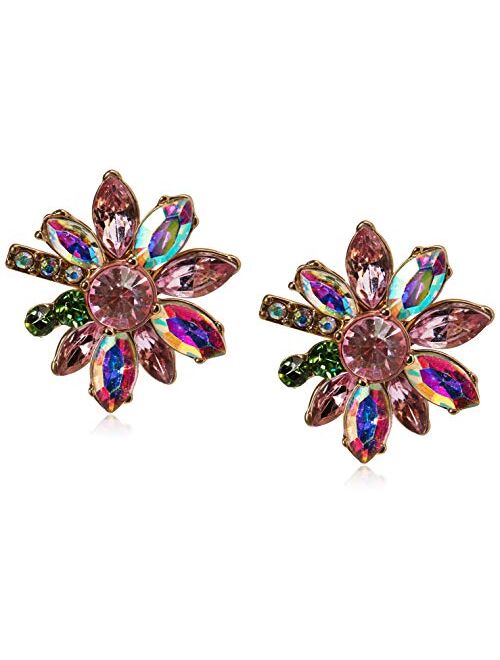 Betsey Johnson Mixed Stone Flower Stud Earrings