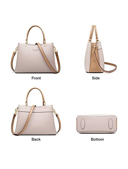 FOXER Women Leather Handbag Purse Top Handle Crossbody Bag Leather Tote Shoulder Bag