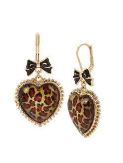 Leopard Heart Drop Earrings