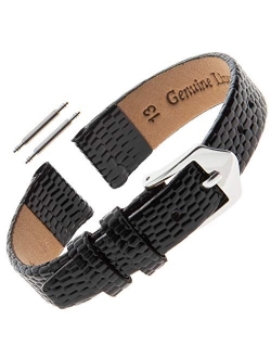 Gilden 10-14mm Ladies Flat Lizard-Grain Calfskin Leather Watch Strap F40