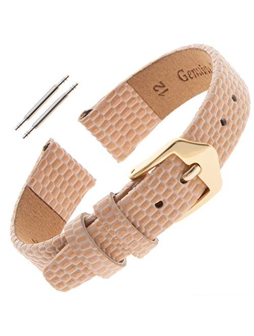 Gilden 10-14mm Ladies Flat Lizard-Grain Calfskin Leather Watch Strap F40