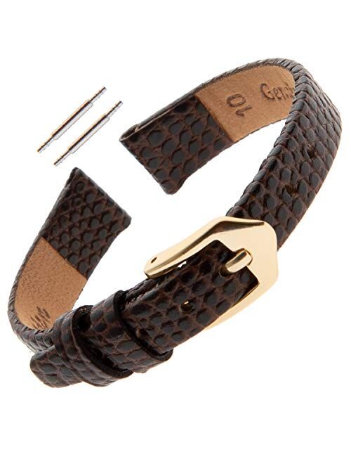 Gilden 10-14mm Ladies Flat Lizard-Grain Calfskin Leather Watch Strap F40